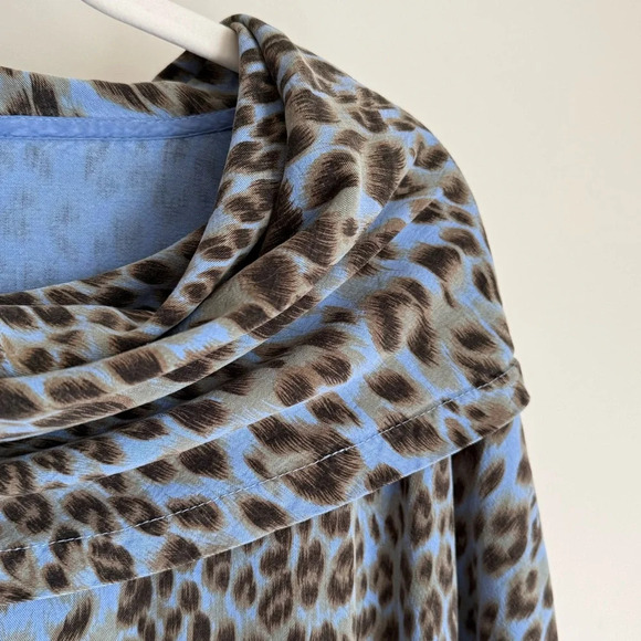 Tianello Oversized Leopard Print Cowl Neck Blouse - Size S - Picture 12 of 14